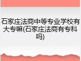 石家庄法商中等专业学校有大专嘛(石家庄法商有专科吗)