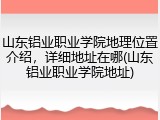 山东铝业职业学院地理位置介绍，详细地址在哪(山东铝业职业学院地址)