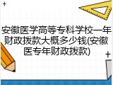 安徽医学高等专科学校一年财政拨款大概多少钱(安徽医专年财政拨款)
