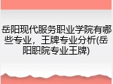 岳阳现代服务职业学院有哪些专业，王牌专业分析(岳阳职院专业王牌)