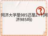 同济大学是985还是211(同济985吗)