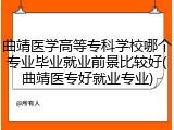 曲靖医学高等专科学校哪个专业毕业就业前景比较好(曲靖医专好就业专业)