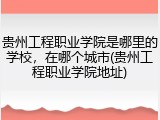 贵州工程职业学院是哪里的学校，在哪个城市(贵州工程职业学院地址)