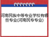 河南民族中等专业学校有哪些专业(河南民专专业)