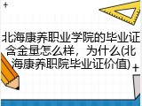 北海康养职业学院的毕业证含金量怎么样，为什么(北海康养职院毕业证价值)